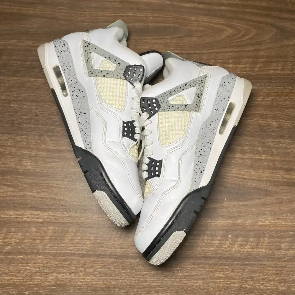 Mens Air Jordan 4 Retro OG White Cement Size 8 Basketball Shoes (840606-192)